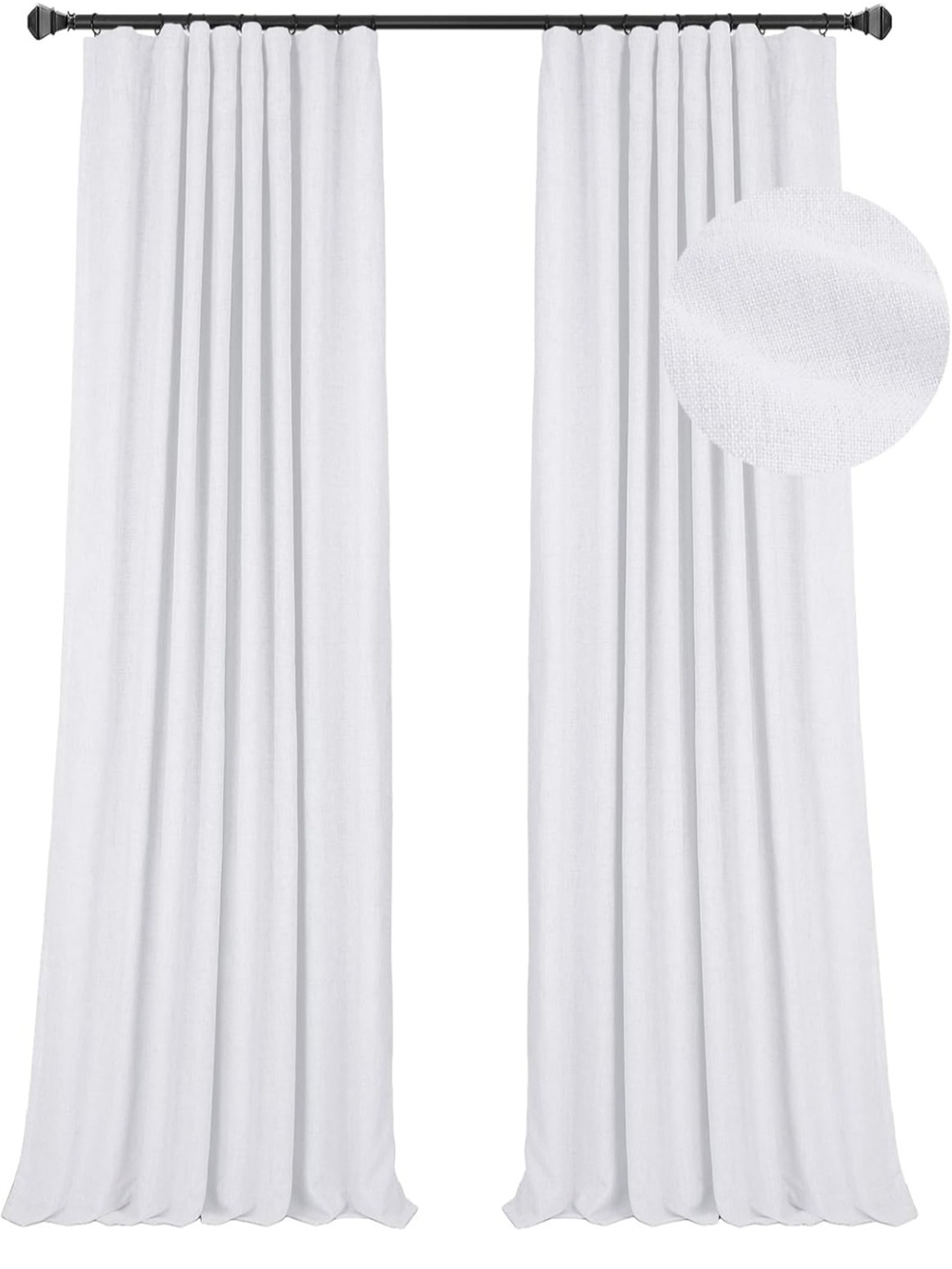 White Blackout Curtain Panels — 2-Pack